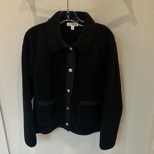 J. Crew Black Teddy Jacket with Gold Buttons